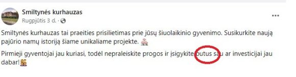 Ekrano nuotr. /„Facebook“ patalpintoje reklamoje skelbiama, kad Smiltynės kurhauze parduodami butai.