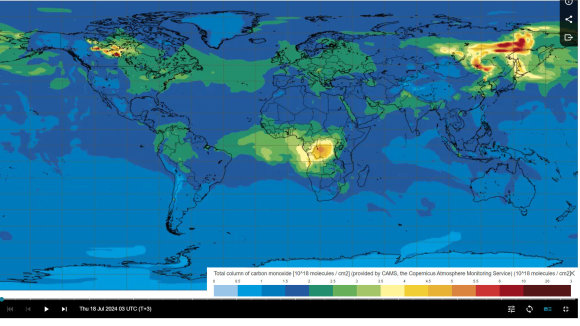 atmosphere.copernicus.eu nuotr./Užterštumo žemėlapis