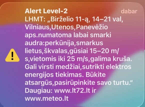 Įspėjimas dėl audros