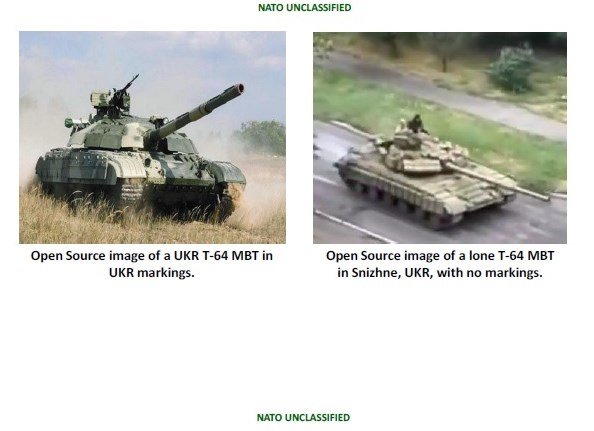 NATO nuotr./Kairėje – ukrainiečių T-64, dešinėje – Snižnėje važinėjęs tankas