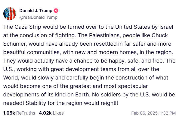 Ekrano nuotrauka/Donaldo Trumpo įrašas socialiniame tinkle „Truth Social“