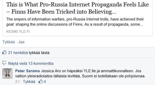 „Facebook“ nuotr./Kremliaus trolių atakos prieš Suomijos žurnalistę