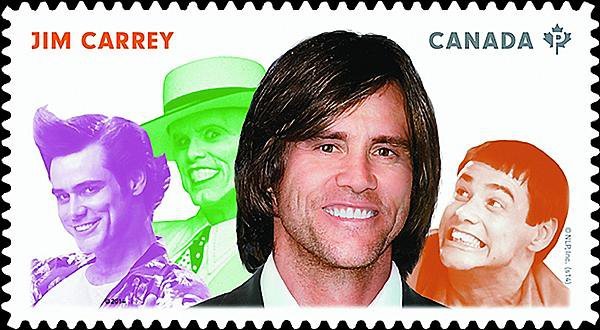 „Garsų pasaulio įrašai“ nuotr./Kanadoje išleistas pašto ženklas su komiko Jimo Carrey atvaizdu