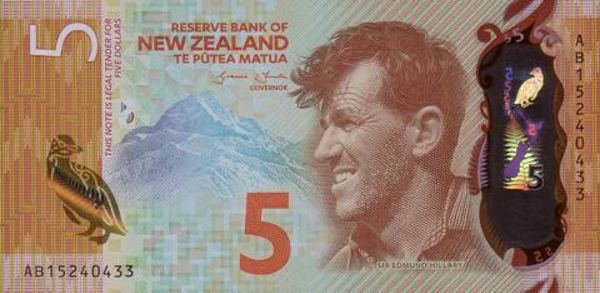 Naujosios Zelandijos 5 dolerių banknotas