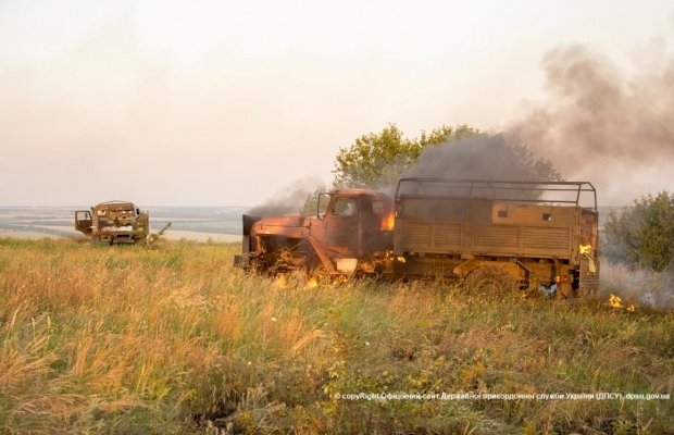 Ukrainos pasienio tarnybos nuotr./Ukrainos pasienio punktas „Marinovka“ po mūšio su teroristais