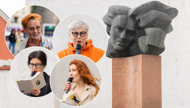 Prie Nėries paminklo &ndash; poetei skirta meninė akcija: &bdquo;&Scaron;i skulptūra nėra sovietmečio veidas&ldquo;