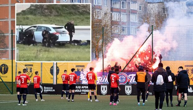 Futbolo snukiadaužis &Scaron;iauliuose: 22 &bdquo;tankai&ldquo; are&scaron;tinėje, kaltųjų paie&scaron;kos ir gresiančios sankcijos