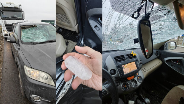 Akimirka iki tragedijos: nuo vilkiko pabirę ledo luitai kiaurai pervėrė automobilio stiklą