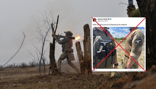 Ar nuotraukoje tikrai matomi ukrainiečių kariai su nacių atributika?