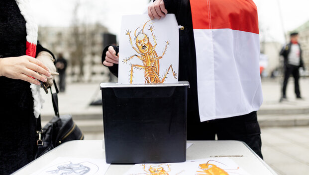Vilniuje protestą dėl A.Luka&scaron;enkos &bdquo;rinkimų&ldquo; surengę baltarusiai: tai vieno žmogaus spektaklis