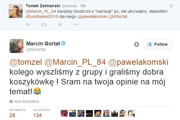 15min.lt nuotr./Marcinas Gortatas nerinko žodžių „Twitter“ bendraudamas su rinktinės fanu