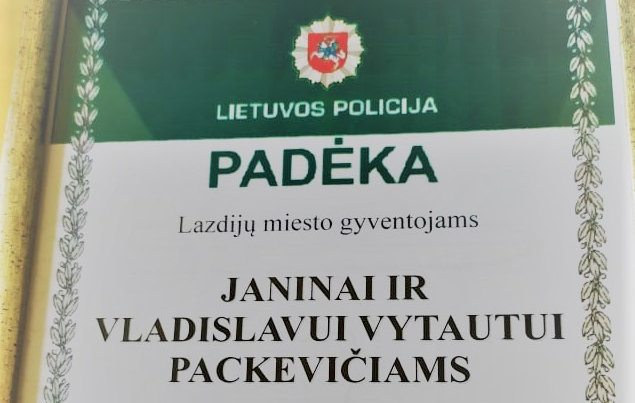 Alytaus VPK nuotr./Padėka J. ir V. Packevičiams