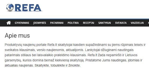 15min nuotr./Refa.lt skiltis „apie mus“