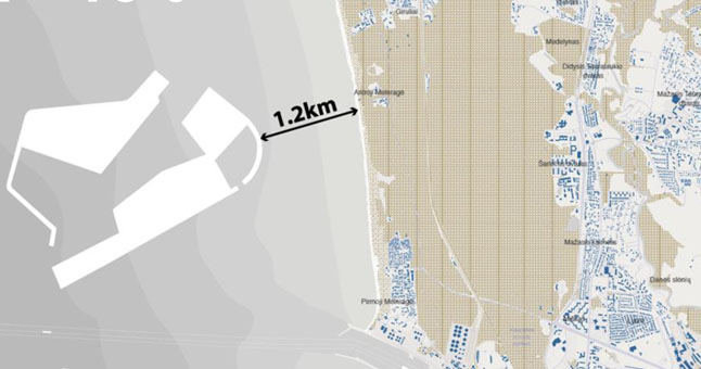 „Vakarų ekspreso“ žemėlapis/Siūloma išorinio uosto vieta