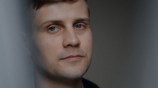 Stop kadras iš BBC video/Rusijos karinių oro pajėgų leitenantas Dmitrijus Mišovas