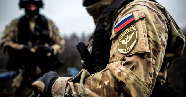Nuotr. iš informnapalm.org/„Rosgvardijos“ daliniai treniruojasi vykdyti kovines operacijas Baltarusijos teritorijoje