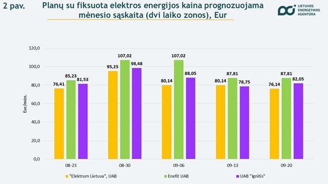 Nepriklausomų elektros tiekėjų sąskaitų palyginimas rugsėjo 20 d. / Ekrano nuotr. 