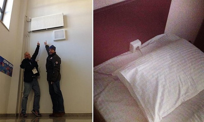 Rozetė lovos galvūgalyje ir aukštai prikabintas radiatorius