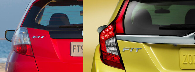 „Honda” nuotr./2013-ųjų (kairėje) ir 2015-ųjų (dešinėje) „Honda Fit“