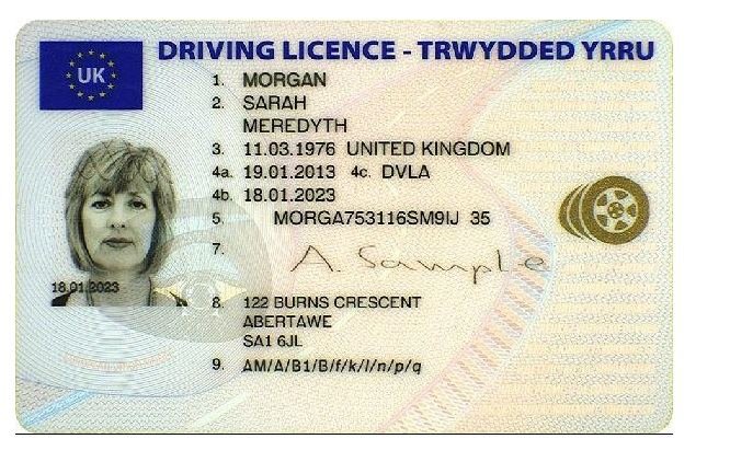 VSAT nuotr./Jungtinės Karalystės vairuotojo pažymėjimo pavyzdys