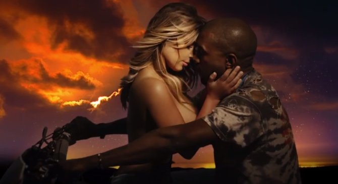 „Bound 2“ vaizdo klipo stop kadras/Kim Kardashian ir Kanye Westas