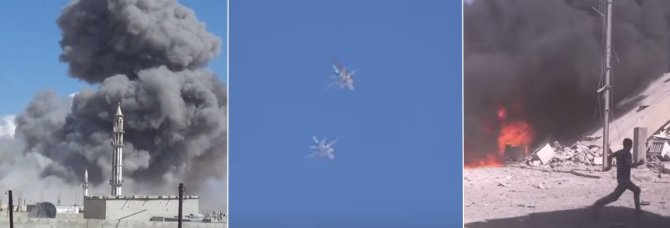 Kadras iš filmuotos medžiagos/Rusijos antskrydžiai Sirijoje