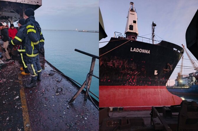 Oleksijaus Kulebos nuotr./Rusija smogė dviem laivams Juodojoje jūroje