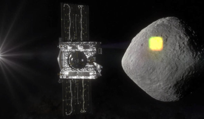 NASA iliustr./Zondas „OSIRIS-REx“ tirs asteroidą Bennu