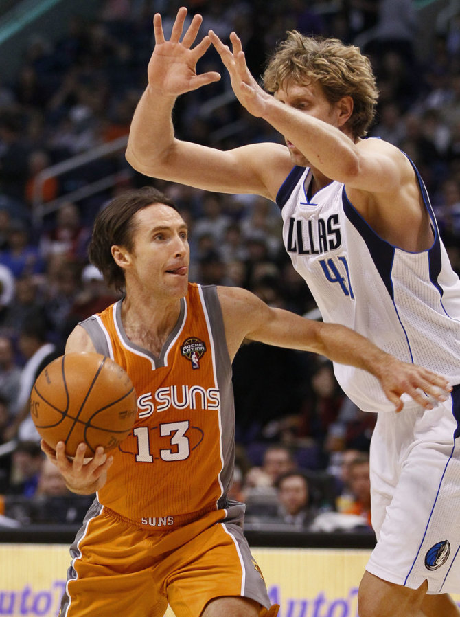 „Scanpix“ nuotr./Steve'as Nashas ir Dirkas Nowitzki