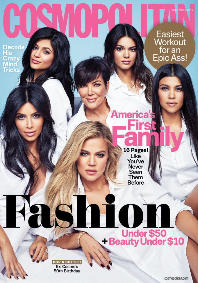 „Cosmopolitan“ viršelis/Kylie, Kris ir Kendall Jenner bei Kim, Khloe ir Kourtney Kardashian