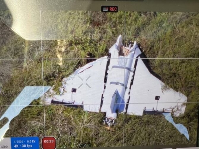 Lietuvos kariuomenės nuotr./Gaižiūnų poligone nukritęs Rusijos dronas