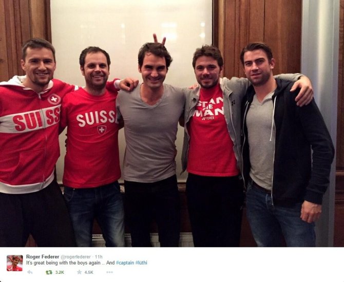 „Twitter“ nuotr./Rogeris Federeris prisijungė prie Šveicarijos teniso rinktinės  