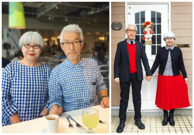 „Instagram“ nuotr./37 metus susituokę japonai kiekvieną dieną derina savo aprangą vienas prie kito