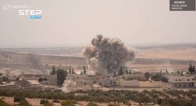 Kadras iš vaizdo įrašo/Antskrydžiai Idlibe