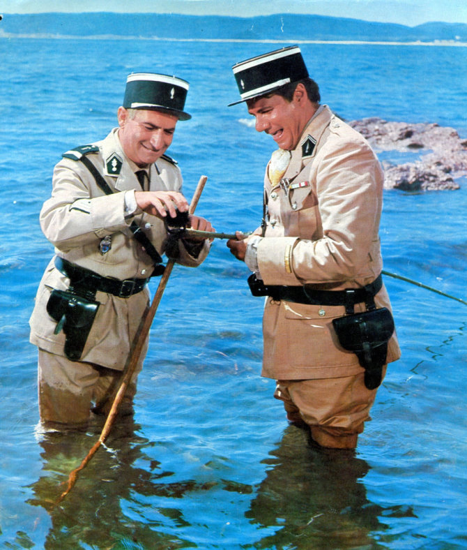 Vida Press nuotr./Louis de Funesas ir Michelis Galabru filme „Žandaras iš Sen Tropezo“ (1964 m.)