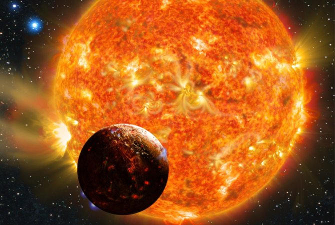 Karen Teramura (UHIfA) iliustr./Astronomai mano, kad egzoplanetos „Kepler 78b“ paviršių dengia verdanti lava.