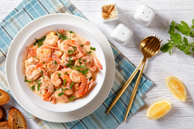 Shutterstock nuotr./Makaronai su krevetėmis