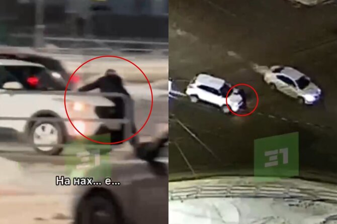 Stopkadras/Nufilmavo, kaip automobilis nestodamas lėkė su vyru ant kapoto