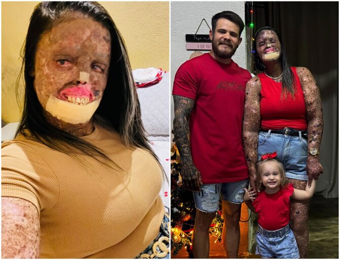 Nuotr. iš Karine de Souza „Instagram“ paskyros Kah05oficial./Reta odos liga serganti Karine su vyru ir dukryte
