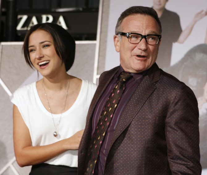 „Reuters“/„Scanpix“ nuotr./Robinas Williamsas su dukra Zelda Williams (2009 m.)