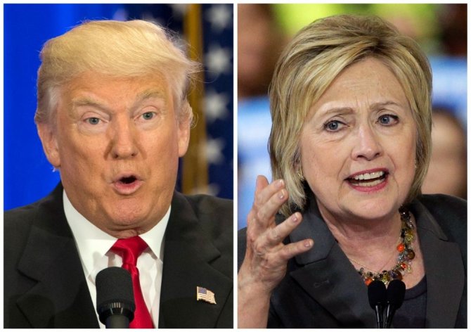 „Scanpix“/AP nuotr./Donaldas Trumpas ir Hillary Clinton