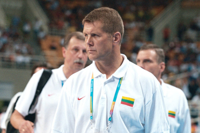 Alfredo Pliadžio nuotr./Antanas Sireika su Lietuvos rinktine 2003 m. iškovojo Europos čempionato auksą.