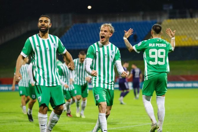 „Olimpija“ nuotr./Justas Lasickas pelnė įvartį Slovėnijos taurės finale.