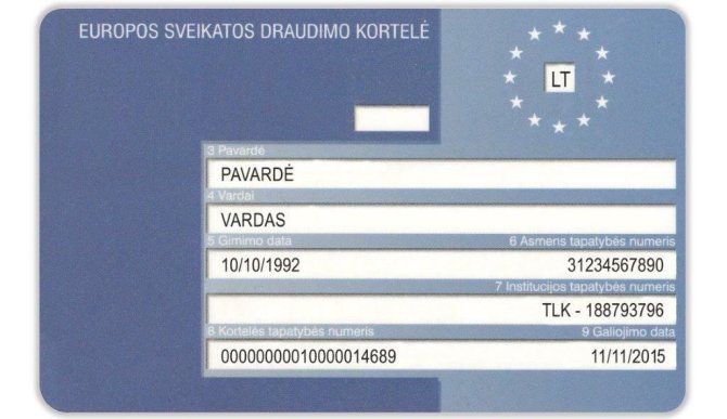 VLK nuotr./Europos sveikatos draudimo kortelė