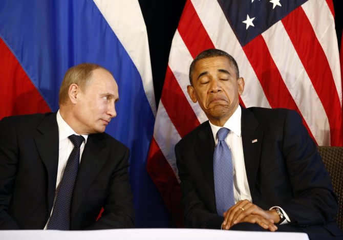 „Reuters“/„Scanpix“ nuotr./Vladimiras Putinas ir Barackas Obama