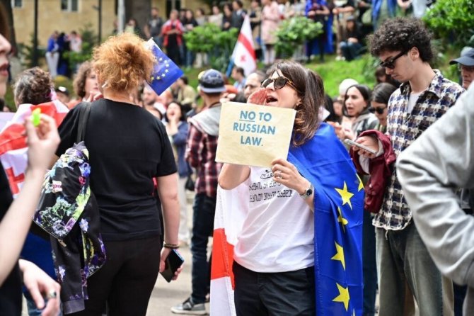 „IMAGO“/„Scanpix“/Protestai Sakartvele