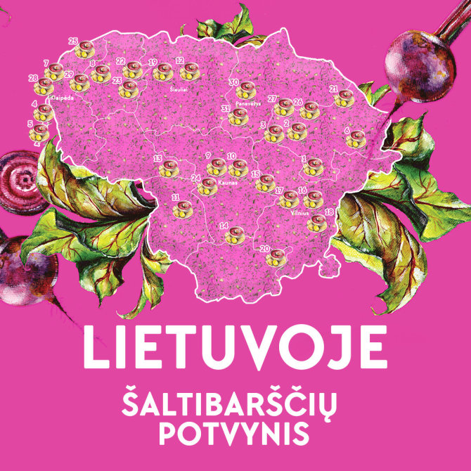 „Keliauk Lietuvoje" iliustr./Sukurtas šaltibarščių žemėlapis