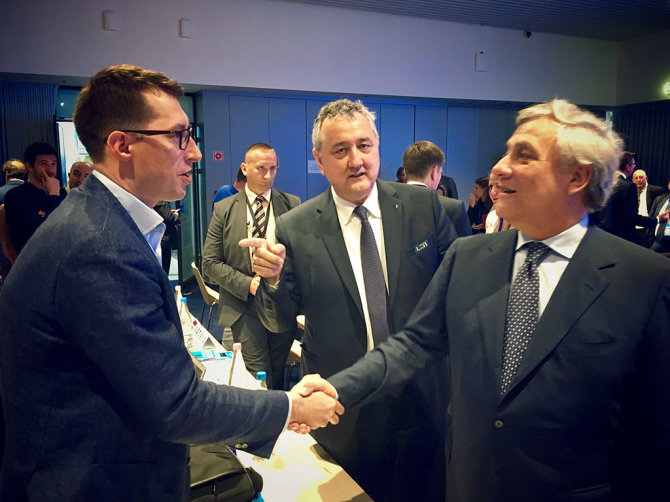 LPF nuotr./Emilis Vaitkaitis su Antonio Tajani ir Paulo Barelli