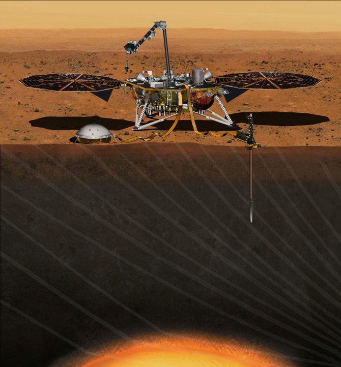 „Reuters“/„Scanpix“ nuotr./Zondo „Insight“ užduotis - stebėti Marso seisminį aktyvumą