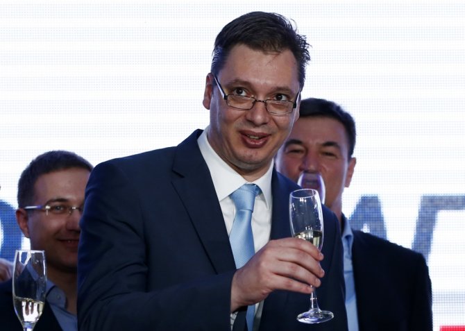 AFP/„Scanpix“ nuotr./Serbijos pažangos partijos (SNS) lyderis Aleksandaras Vučičius